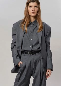 The Frankie Shop Gelso Shirt - Dark Grey Melange CLOTHING