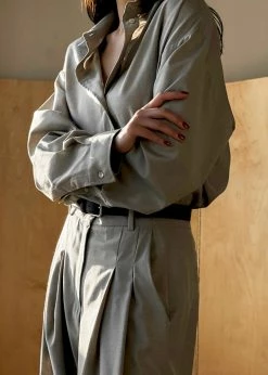 The Frankie Shop Gelso Shirt - Light Taupe Melange