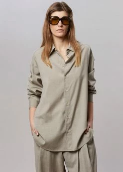 The Frankie Shop Gelso Shirt - Light Taupe Melange