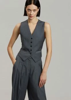 Coupon π― The Frankie Shop CLOTHING Gelso Waistcoat - Dark Grey Melange π 26 The Frankie Shop CLOTHING Gelso Waistcoat - Dark Grey Melange