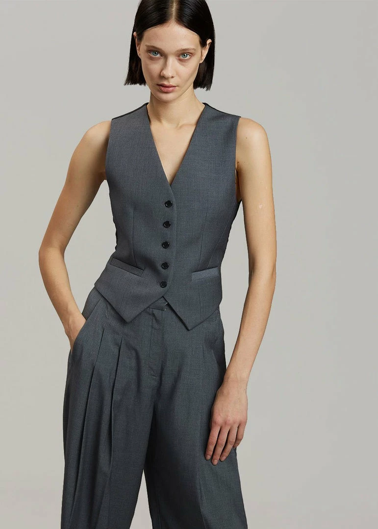 Coupon π― The Frankie Shop CLOTHING Gelso Waistcoat - Dark Grey Melange π 10 The Frankie Shop CLOTHING Gelso Waistcoat - Dark Grey Melange
