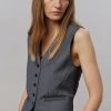 The Frankie Shop CLOTHING Gelso Waistcoat - Dark Grey Melange