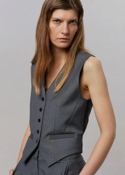 The Frankie Shop CLOTHING Gelso Waistcoat - Dark Grey Melange