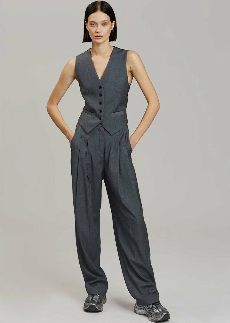 Coupon π― The Frankie Shop CLOTHING Gelso Waistcoat - Dark Grey Melange π 9 The Frankie Shop CLOTHING Gelso Waistcoat - Dark Grey Melange