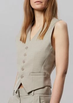 The Frankie Shop Gelso Waistcoat - Light Taupe Melange CLOTHING