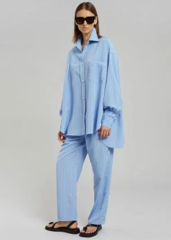 The Frankie Shop CLOTHING Georgia Fluid Stripe Shirt - Powder Blue