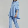The Frankie Shop CLOTHING Georgia Fluid Stripe Shirt - Powder Blue