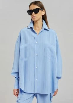 The Frankie Shop CLOTHING Georgia Fluid Stripe Shirt - Powder Blue
