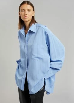 The Frankie Shop CLOTHING Georgia Fluid Stripe Shirt - Powder Blue