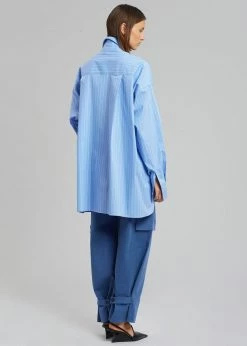 The Frankie Shop Georgia Pinstripe Shirt - Light Blue