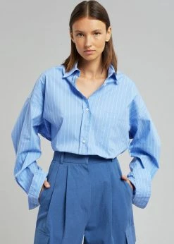 The Frankie Shop Georgia Pinstripe Shirt - Light Blue