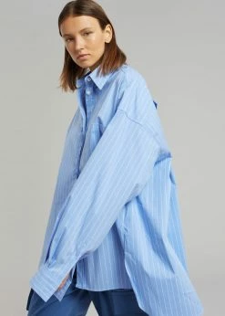 The Frankie Shop Georgia Pinstripe Shirt - Light Blue