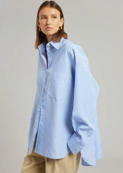 The Frankie Shop CLOTHING Georgia Stripe Shirt - White/Light Blue