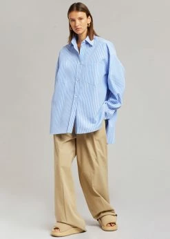 The Frankie Shop CLOTHING Georgia Stripe Shirt - White/Light Blue