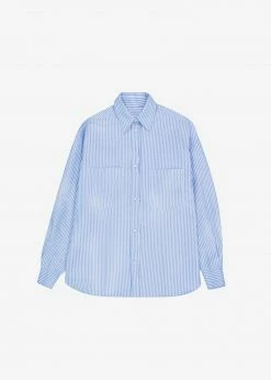 The Frankie Shop CLOTHING Georgia Stripe Shirt - White/Light Blue