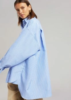 The Frankie Shop CLOTHING Georgia Stripe Shirt - White/Light Blue