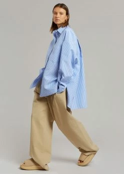 The Frankie Shop CLOTHING Georgia Stripe Shirt - White/Light Blue