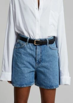 Gestuz Dena High Waist Shorts - Washed Mid Blue