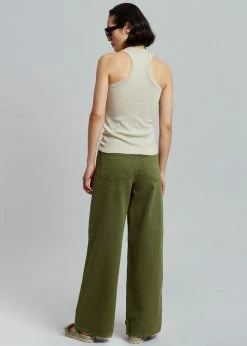 Gestuz Elma Twill Wide Pants - Chive CLOTHING