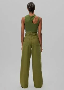 Gestuz Elma Twill Wide Pants - Chive CLOTHING