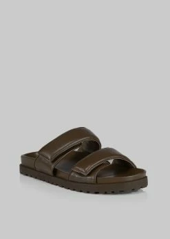 Gia X Pernille Teisbaek SHOES GIA X Pernille Leather Slide Sandals - Brown