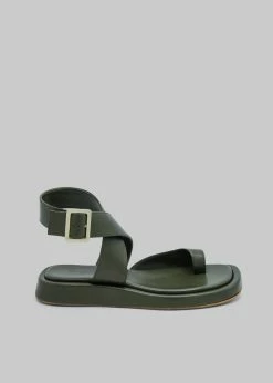 SHOES GIA X RHW Flat Wrap Toe Sandal - Moss Green