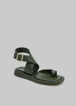 SHOES GIA X RHW Flat Wrap Toe Sandal - Moss Green