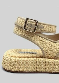 GIA X RHW Rosie Ankle Strap Sandal - Natural Raffia SHOES