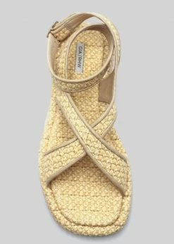 GIA X RHW Rosie Ankle Strap Sandal - Natural Raffia SHOES