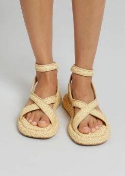GIA X RHW Rosie Ankle Strap Sandal - Natural Raffia SHOES