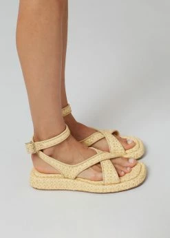 GIA X RHW Rosie Ankle Strap Sandal - Natural Raffia SHOES
