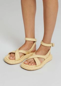 GIA X RHW Rosie Ankle Strap Sandal - Natural Raffia SHOES