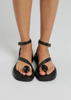GIA X RHW Rosie Flat Wrap Sandal - Black