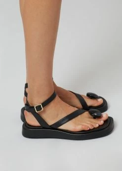 GIA X RHW Rosie Flat Wrap Sandal - Black