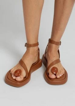 GIA X RHW Rosie Flat Wrap Sandal - Brown SHOES