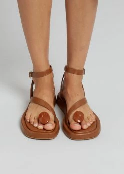 GIA X RHW Rosie Flat Wrap Sandal - Brown SHOES
