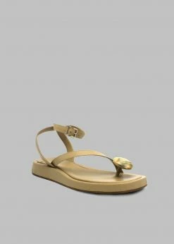 GIA X RHW Rosie Flat Wrap Sandal - Taupe SHOES