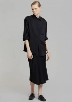 The Frankie Shop Gio Silky Midi Skirt - Black