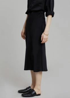The Frankie Shop Gio Silky Midi Skirt - Black