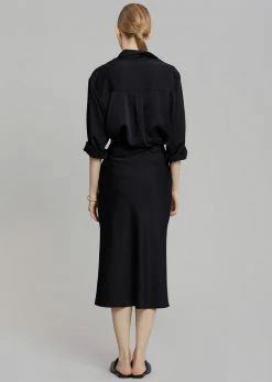 The Frankie Shop Gio Silky Midi Skirt - Black