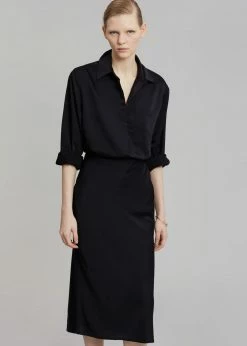 The Frankie Shop Gio Silky Midi Skirt - Black