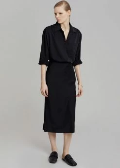 The Frankie Shop Gio Silky Midi Skirt - Black