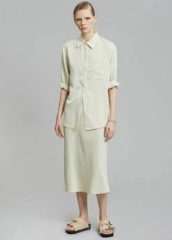 The Frankie Shop CLOTHING Gio Silky Midi Skirt - Custard