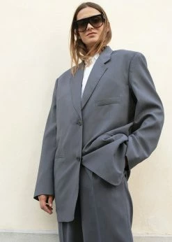 The Frankie Shop Notch Lapel Blazer - Graphite CLOTHING