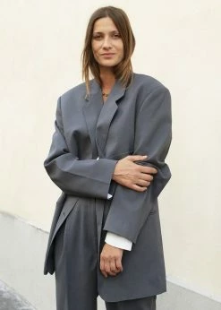 The Frankie Shop Notch Lapel Blazer - Graphite CLOTHING