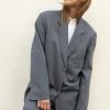 The Frankie Shop Notch Lapel Blazer - Graphite CLOTHING