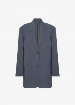 The Frankie Shop Notch Lapel Blazer - Graphite CLOTHING