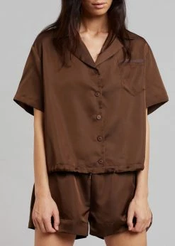 Inch Vacation Edit Hadi Satin Shirt - Brown