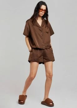 Inch Vacation Edit Hadi Satin Shirt - Brown