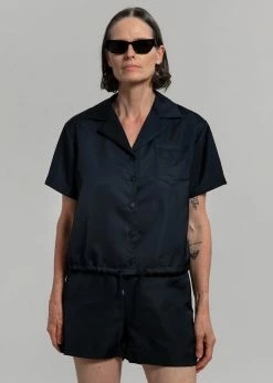 Inch Hadi Satin Shirt - Navy Vacation Edit